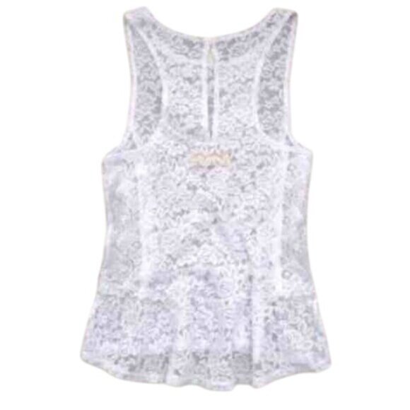 NWT Hollister Sheer White Floral Lace Sleeveless Peplum Top - Picture 4 of 9